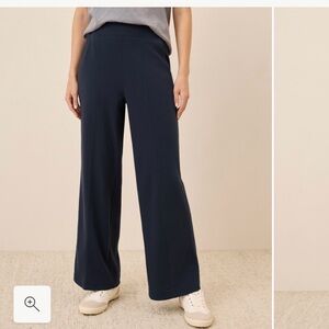 NWT Pact Organic Airplane Pintuck Wide Leg Pants in Midnight Blue